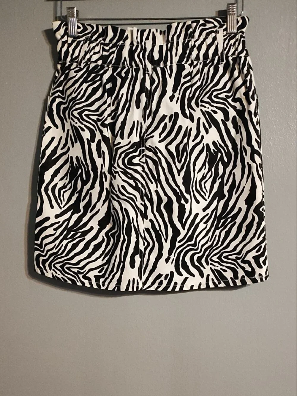 Bar III Women's Black & White Zebra Print Denim Mini Skirt